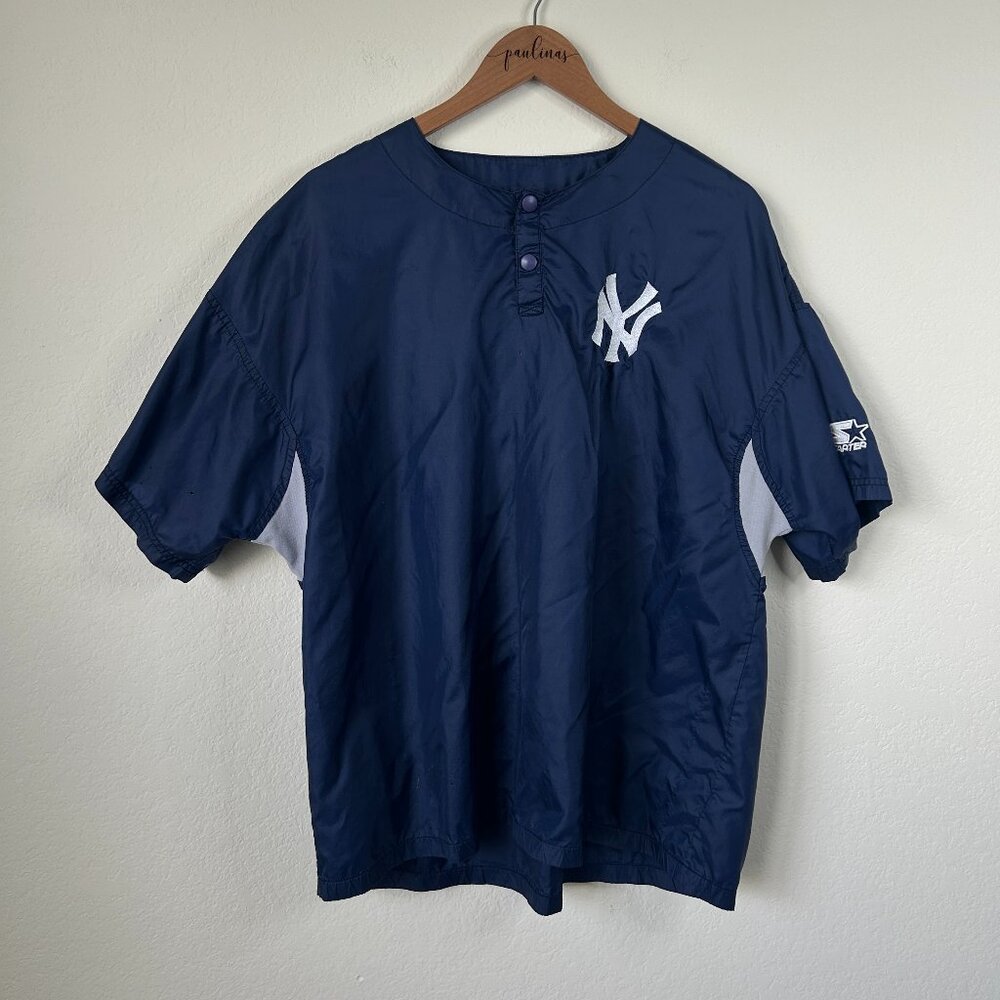 New York Yankees Shirt Mens Large Blue MLB Baseball Starter Diamond Collection